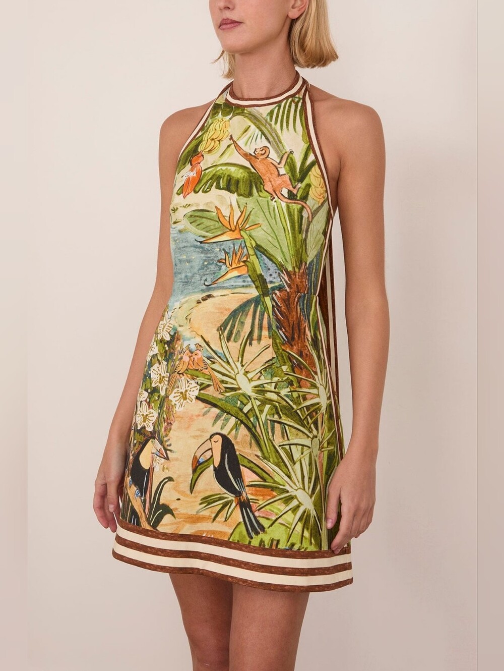 ALEMAIS Toucan Tango Halter Mini Dress Size 4/6